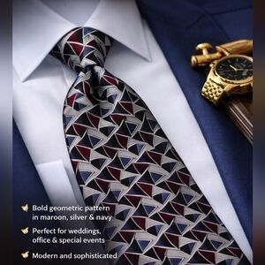 Pierre Cardin Geometric Black Red Men’s Silk Tie